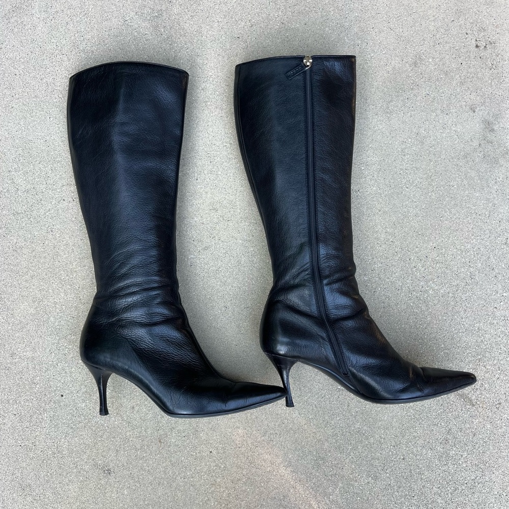 Gucci Black Leather Heeled Boot 163369 size 6.5 - gorgeous!!!